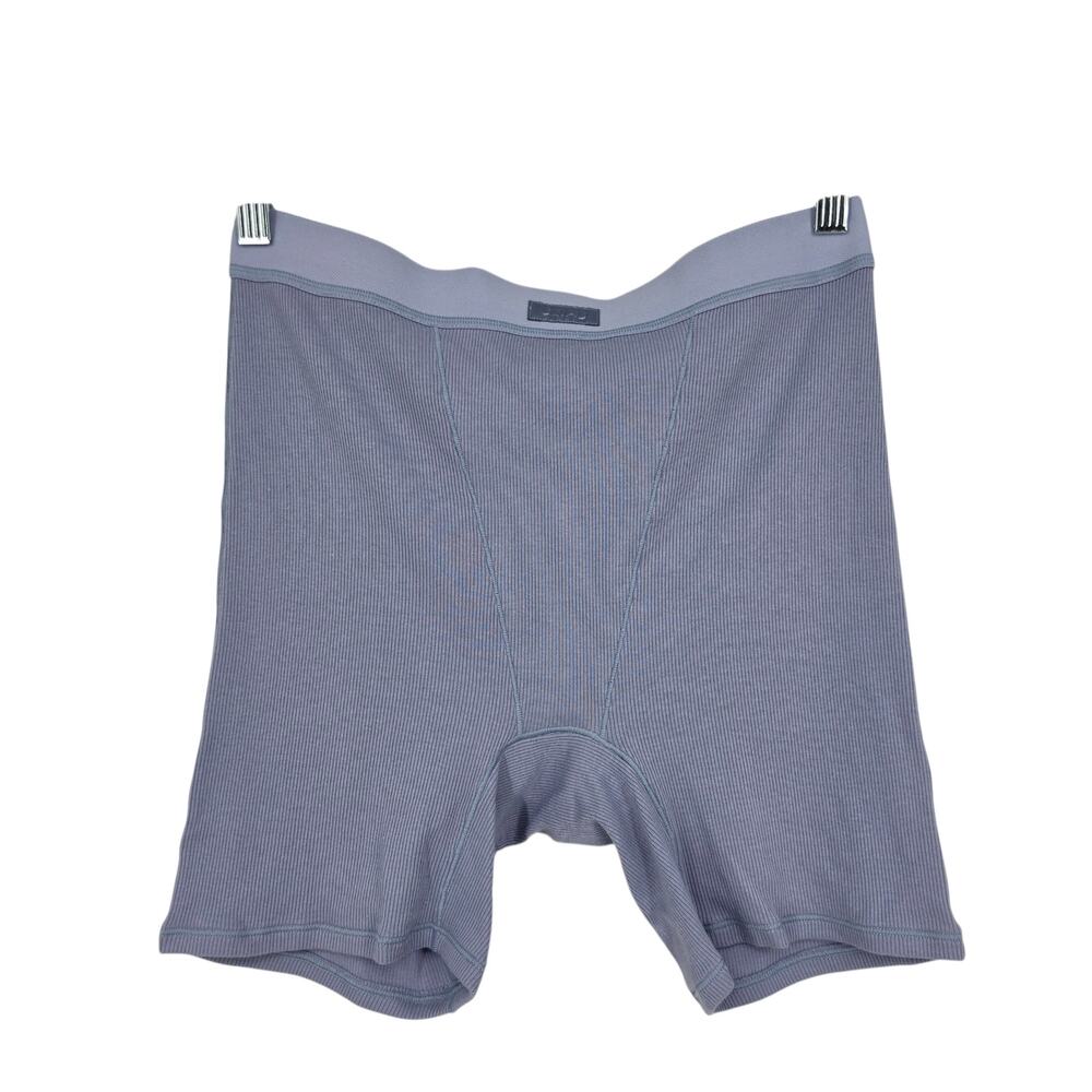 NWOT Skims Blue Women’s Cotton Ribbed Knit Girlfriend Boxer Brief Shorts Size M